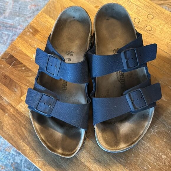 Birkenstock Arizona Navy Pebbled Leather Sandals - 12 (45) main image 6